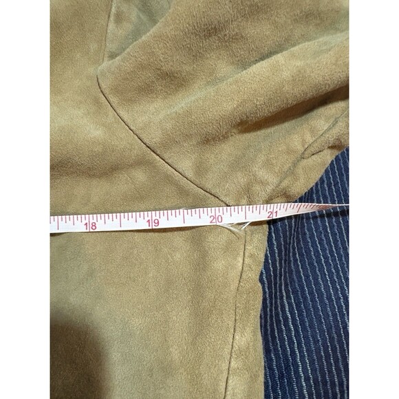 Michael Kors Suede Jacket Women L Tan Boho Moto Cropped Fall Layer Westerncore - Picture 8 of 10